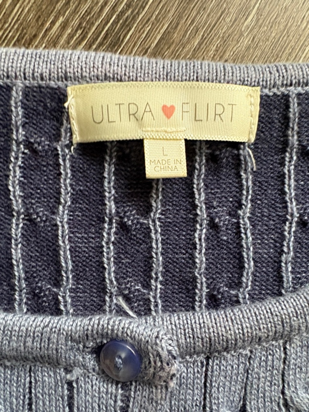 Cable-Knit Button Front Blue Cardigan - Picture 2 of 6